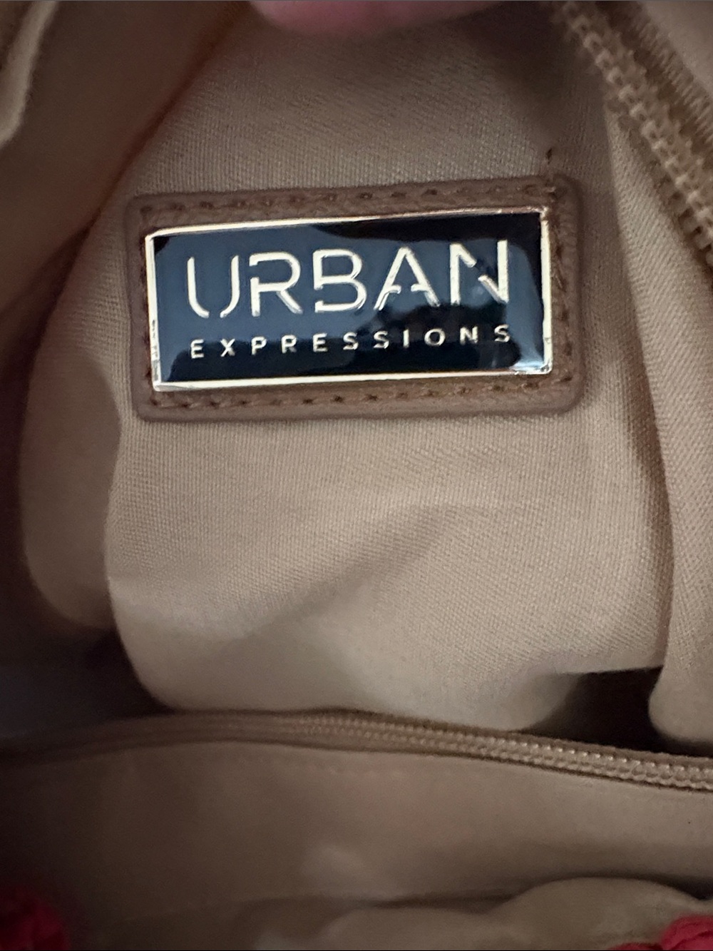 Urban Expressions Woven Straw Shoulder Bag with Red Trim - Picture 5 of 6